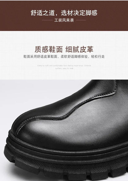 botas chelsea masculinas de luxo cano alto, sapatos de couro originais pretos da moda, bota plataforma de cowboy, bota chunky com cano longo elegante