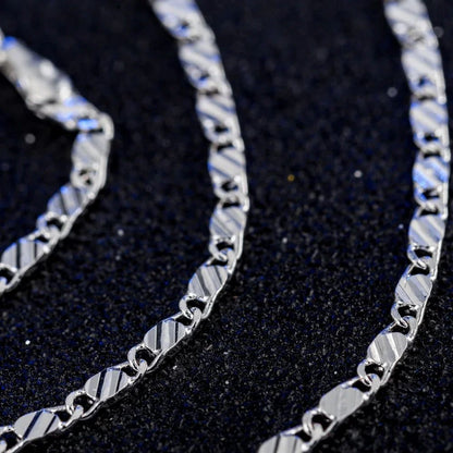 Men Women 2mm Flat Clavicle Chain Necklace S925 Sterling Silver Hypoallergenic Never Fade Multi Size 40-75cm Minimalist Fine Jewelry Gift Christmas Wedding Birthday Anniversary Wholesale