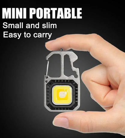 Mini LED Portable Keychain Flashlight Outdoor COB Work Light Emergency Lighting With Window Hammer Bottle Opener Lamp Camping