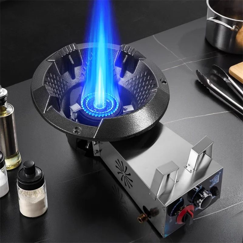 Fogão de Baixa Pressão com Chama Forte, Proteção contra Extinção de Chamas por Ventilador, Tubulação de Gás Natural, Fogão Comercial a Gás com Economia de Energia