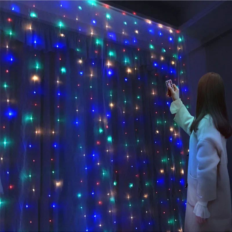 3/4/6m Curtain LED String Lights Garland USB Festoon Remote Control Fairy Garland Lights Christmas Decoration for Bedroom Home