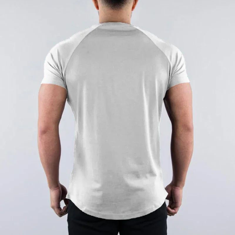 Plain Summer Cotton Breathable Short Sleeve Shirts Gym Sport Workout Muscle Running T-shirts Mens Bodybuilding Fitness Clothing