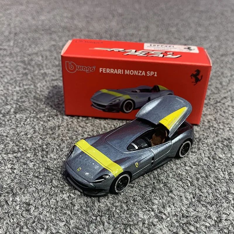 New In Stock Bburago 1:64 Ferrari 812 Competizione Yellow Alloy Miniature Ferrari Datyona Sp3 Sports Diecast Model Custom Toys