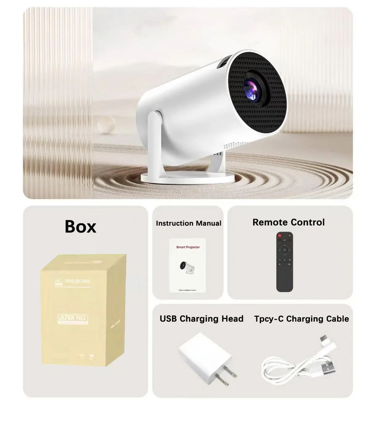 Novo Projetor Portátil HY300 4K Android11 300ANSI Foco Eletrônico BT54 Alto-falante Filme para Acampamento ao Ar Livre?