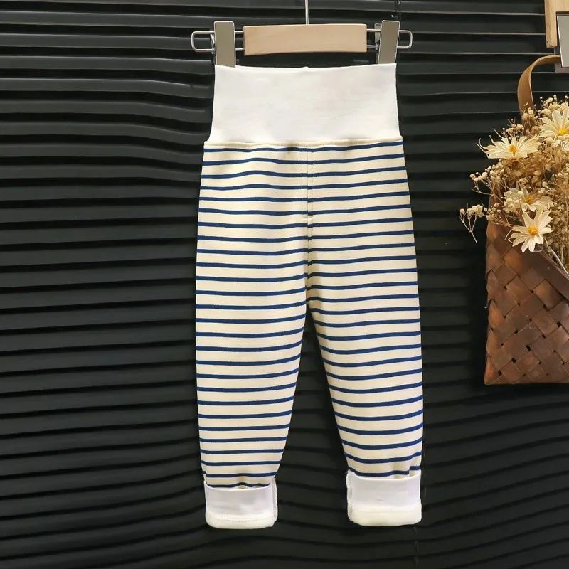 Newborn Infant Pants Thicken Keep Warm in Winter Baby Clothes Bebe Boy Girl Striped Leggings Kids Unisex Trousers