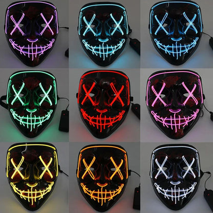 Wireless Scary Glowing Mask LED Luminous Purge Mask Halloween Horror Neon Light Up Cosplay Party Mask Fstival Costume Supplies
