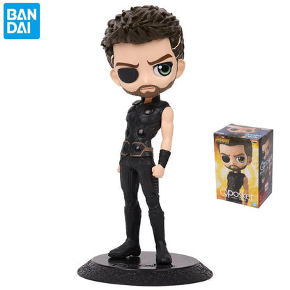 BANDAI Original Banpresto Qposket Marvel Vingadores Homem de Ferro Capitão América Loki Thor Figuras Colecionáveis