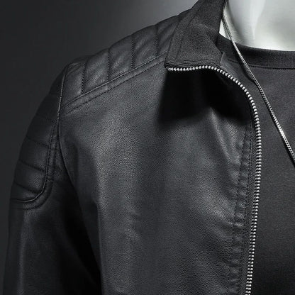 Motorcycle PU Leather Jacket Men Winter Leahter Jacket Male Stand Collar Casual Windbreaker trendy mens clothing black blue coat