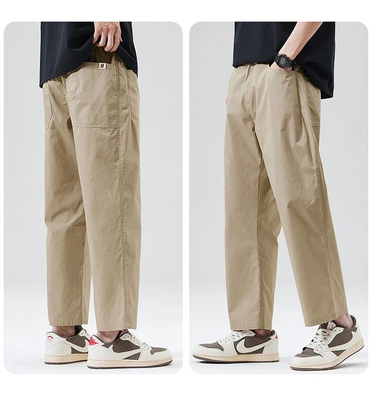 Calça Masculina Casual Cleanfit Estilo Americano para Esportes ao Ar Livre Nove Pontas Solta em Tela Confortável Elegante e Sofisticada