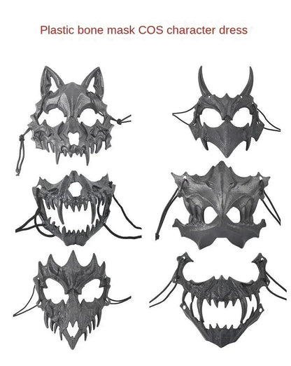 Halloween Half Face Mask Popular Dragon God Fierce Tiger Night Dog Man Wolf Costume Skull Performance Mask Mask Deadpool Terror