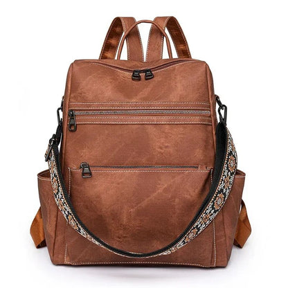 2025 New Women's PU Leather Waterproof Anti-theft Fashion Large Capacity Business Travel College Laptop Backpack Shoulder Bag