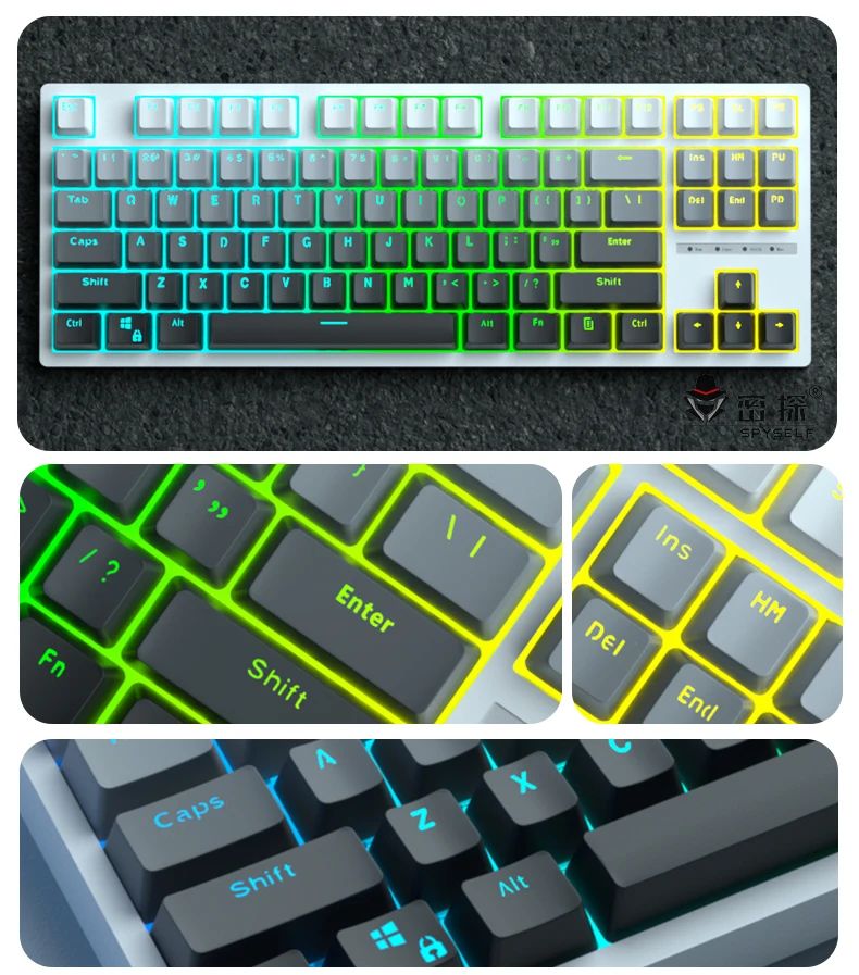 Keycaps Cherry de luz diurna originais novos 2025 PBT translúcidas com cor gradiente e gravação lateral personalizadas para teclados mecânicos MX