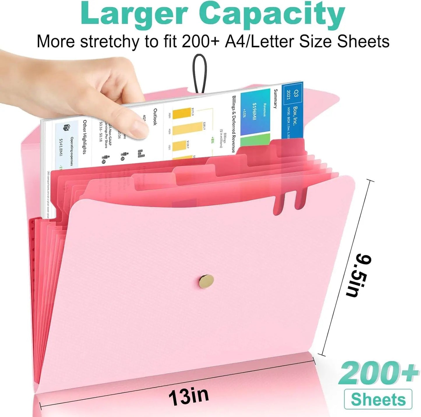 Expandable File Folder, Letter Size Organ Organizer, 5 File Pockets, Portable Organizer for School Office Supplies