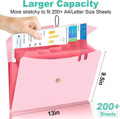 Expandable File Folder, Letter Size Organ Organizer, 5 File Pockets, Portable Organizer for School Office Supplies