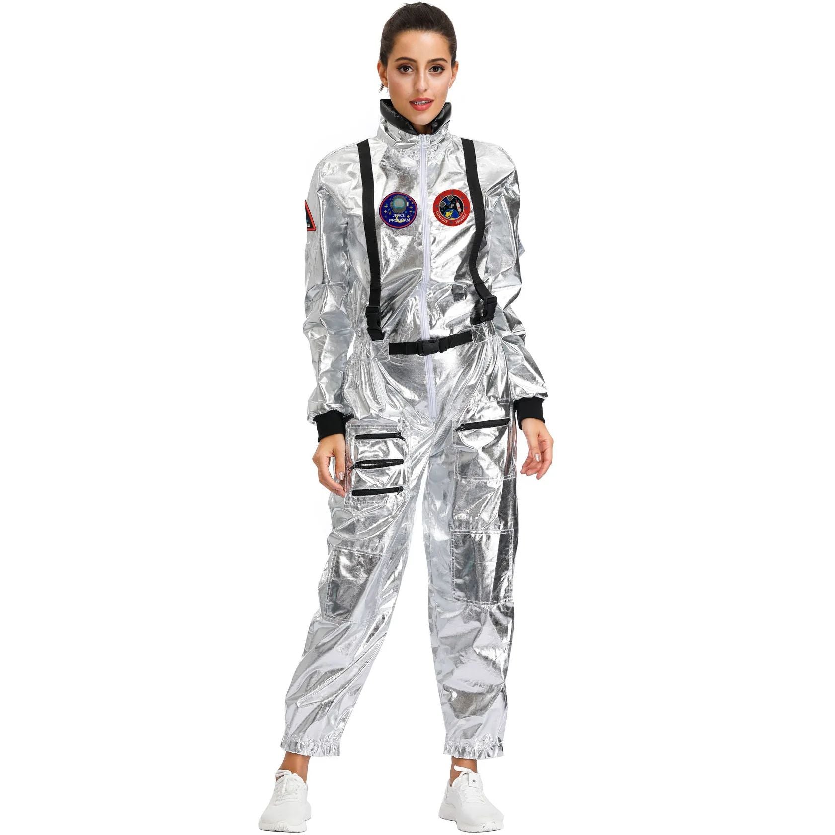 Astronaut Costume Spacesuit Silver Spaceman Men Women Space Suit Halloween Christmas Performance Spacesuit Costume Party Gift