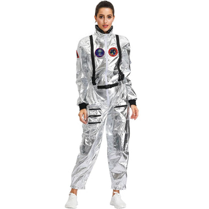 Astronaut Costume Spacesuit Silver Spaceman Men Women Space Suit Halloween Christmas Performance Spacesuit Costume Party Gift