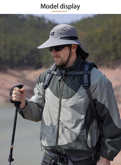 Summer MEN Shawl Fisherman Hat Quick Drying Breathable Sunshade Hat Outdoor Sun Protection Fishing Hat