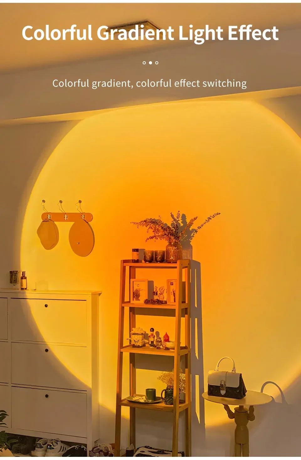 Smart RGB Gradient Wall Light Motion Sensor Magnetic Rechargeable Wall Sunset Lamp for Bedroom Closet Garden Room Decoration