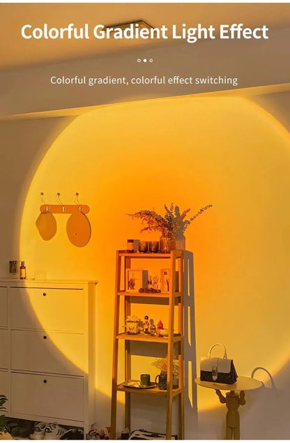 Smart RGB Gradient Wall Light Motion Sensor Magnetic Rechargeable Wall Sunset Lamp for Bedroom Closet Garden Room Decoration