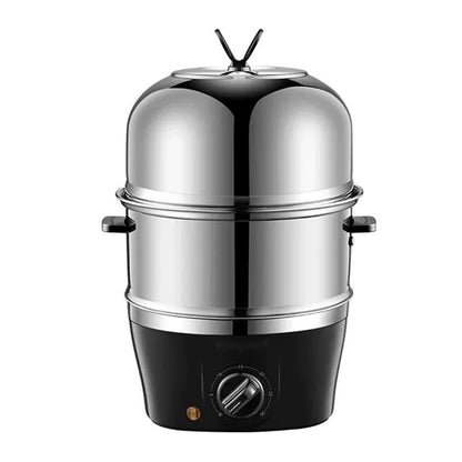 Panela Elétrica Multifuncional de Aço Inoxidável com Camada Dupla para Cozinhar Ovos – Vaporizador, Cozedor e Preparador de Café da Manhã, Eletrodoméstico Mini para Cozinha