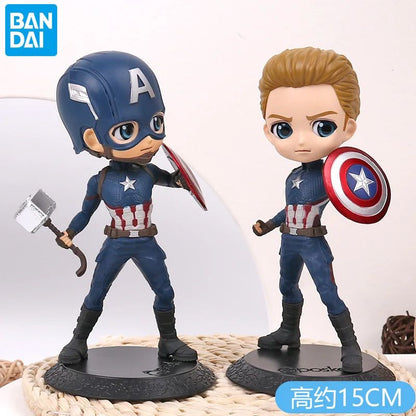 BANDAI Original Banpresto Qposket Marvel Vingadores Homem de Ferro Capitão América Loki Thor Figuras Colecionáveis