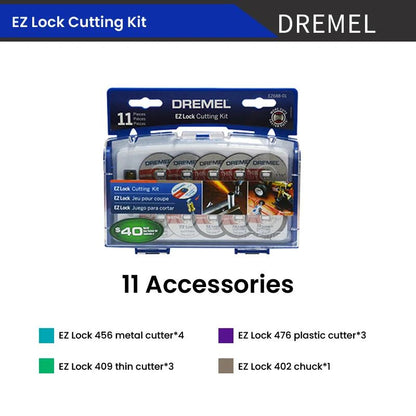 Kit de Corte Dremel EZ Lock Cortador de Plástico 476 Mandril 402 Cortador Fino 409 para Ferramenta Elétrica de Esmerilhamento EZ688-01 / 686