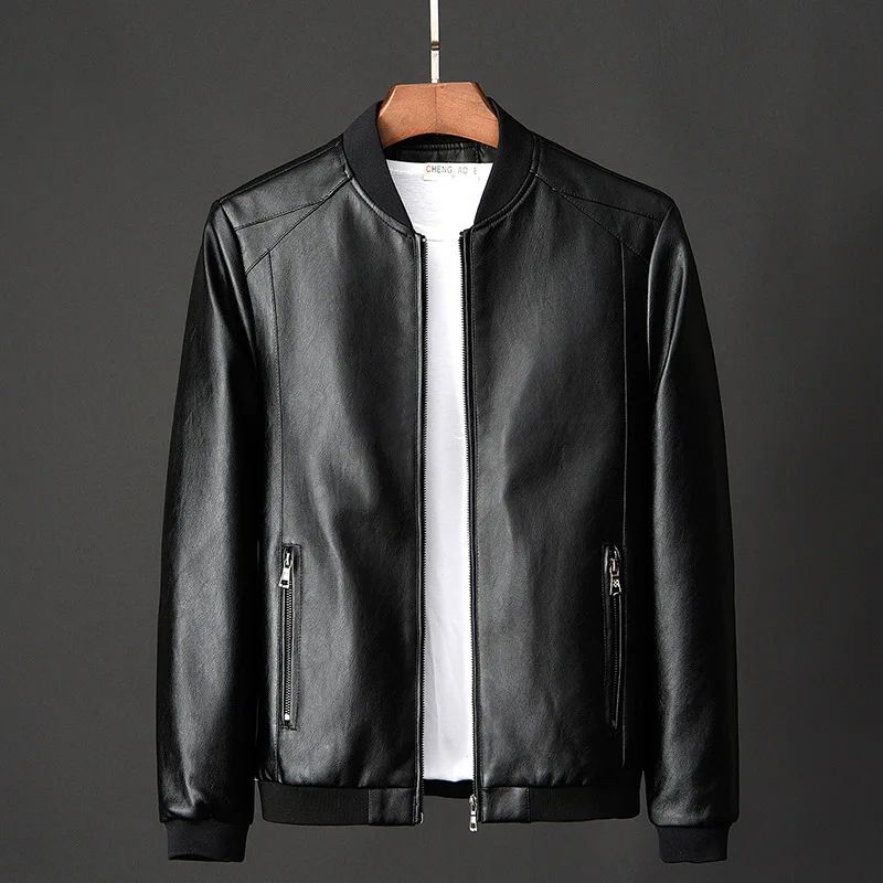 2025 Autumn New Men Black Biker PU Leather Coat Korean Fashion Men Pu Leather Jacket Trend Casual Fit Slim Baseball Clothes 8Xl