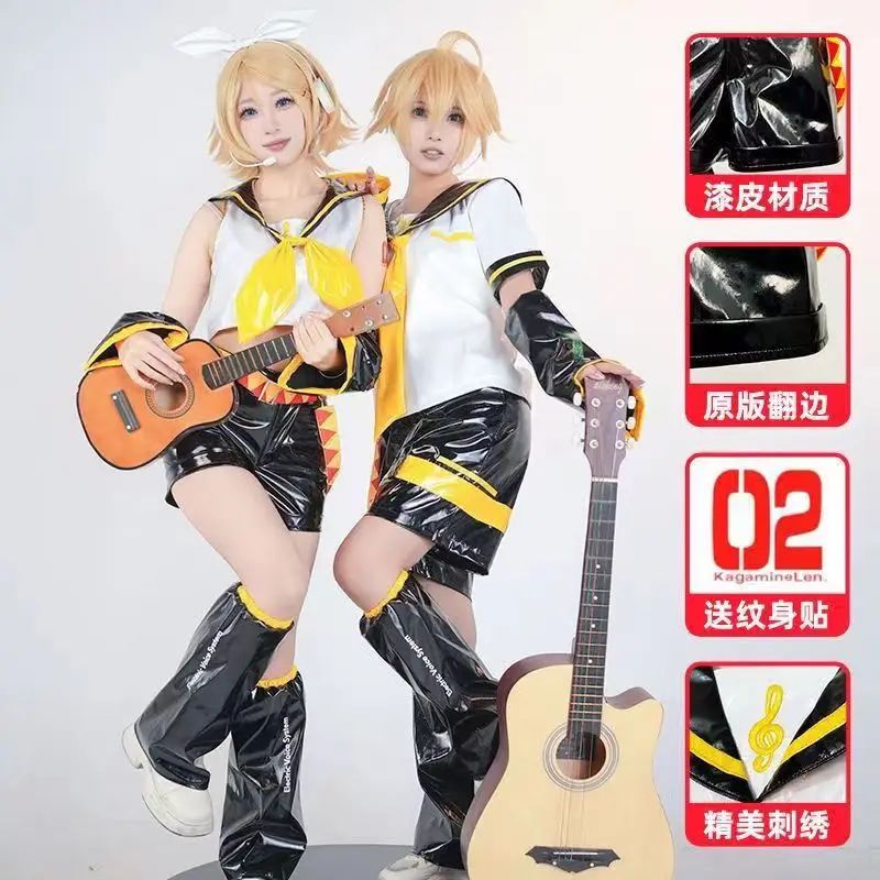 Just Saiyan2025  Kagaminee Rin/Len Cosplay with Ears Collab Series: Kagaminee Rin Len Cosplay Top Shorts Costumes Cosplay Outfit