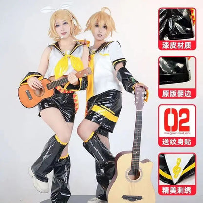 Just Saiyan2025  Kagaminee Rin/Len Cosplay with Ears Collab Series: Kagaminee Rin Len Cosplay Top Shorts Costumes Cosplay Outfit