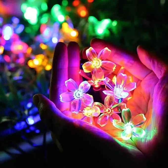 12m Solar Snowflake LED String Lights Fairy Lights Garland Outdoor New Year Christmas Tree Home Garden Decorations Lamp