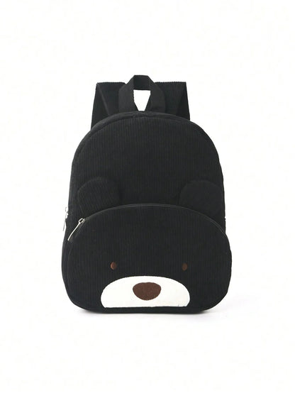 Cute Cartoon Bear Embroidered Corduroy Children's Backpack Suitable for Boys and Girls Kindergarten Elementary School Gifts