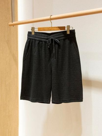 LP high-grade custom-woven cotton fabric summer men's casual elastic waist drawstring sports shorts