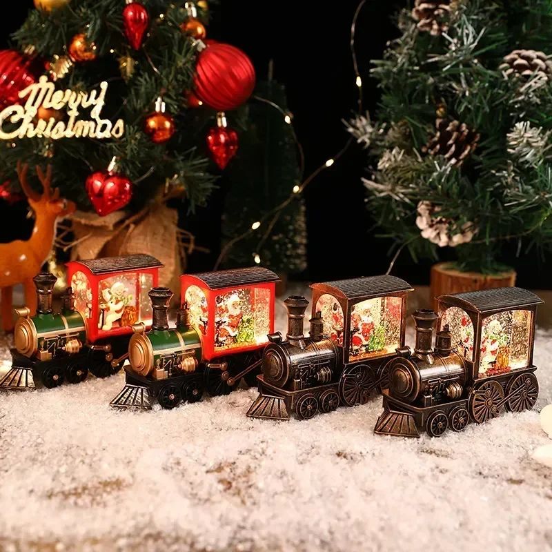 2026 Christmas Gift Christmas Crystal Ball Ornaments LED Lights Train Santa Claus Merry Christmas Decoration for Home Party Xmas