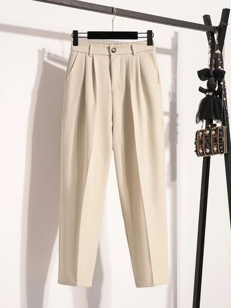 Plus Size Pants Woman 2025 Autumn Winter New Arrival High Waist Suit Pants High Quality Korean Style Straight Trousers