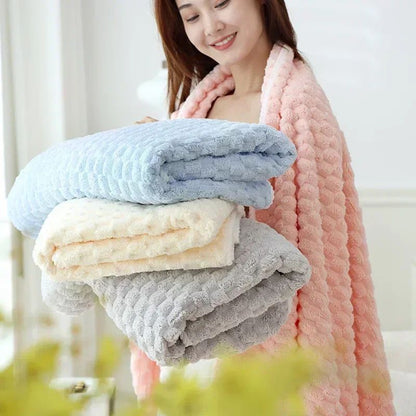 Super Soft and absorbs water and dries quickly,  It is softer than pure cotton and the towel?bath towel and hair dryer