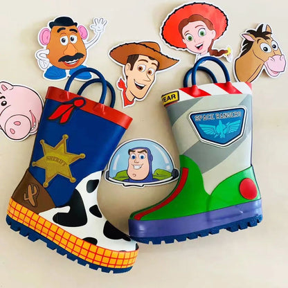 New  cartoon kids toy Story Rain Boots Student Rain Boots Children's  Fashion Non-Slip shoes