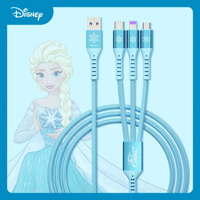 Cabo de Carregamento 3 em 1 Disney Cabo de Dados de Carregamento Rápido Morango Ursinho Pooh Frozen para Micro Tipo-c Carregador USB Lightning