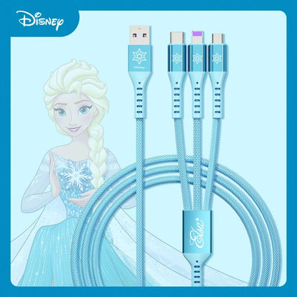 Cabo de Carregamento 3 em 1 Disney Cabo de Dados de Carregamento Rápido Morango Ursinho Pooh Frozen para Micro Tipo-c Carregador USB Lightning