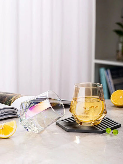 Taças de Vinho Borda Hexagonal 300ml Taça Transparente para Coquetéis Bar Festa Clube Banquete Utensílio para Beber Champanhe Limonada Água
