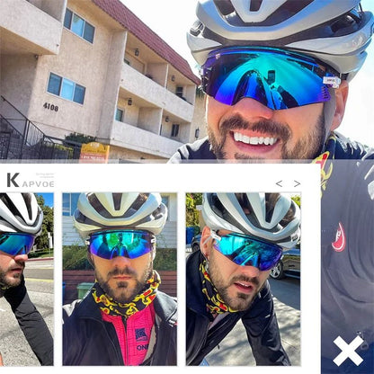 Kapvoe Cycling Sunglasses UV400 Protect Men Bike Sunglasses MTB Eyewear Outdoor Sport Goggles Bike Glasses Oculos De Ciclismo