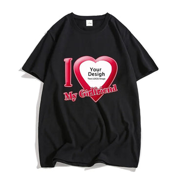 DIY I Love My Boyfriend Girlfriend T-shirt Hip Hop T-shirt Customized Y2k Street Trend Tops Streetwear