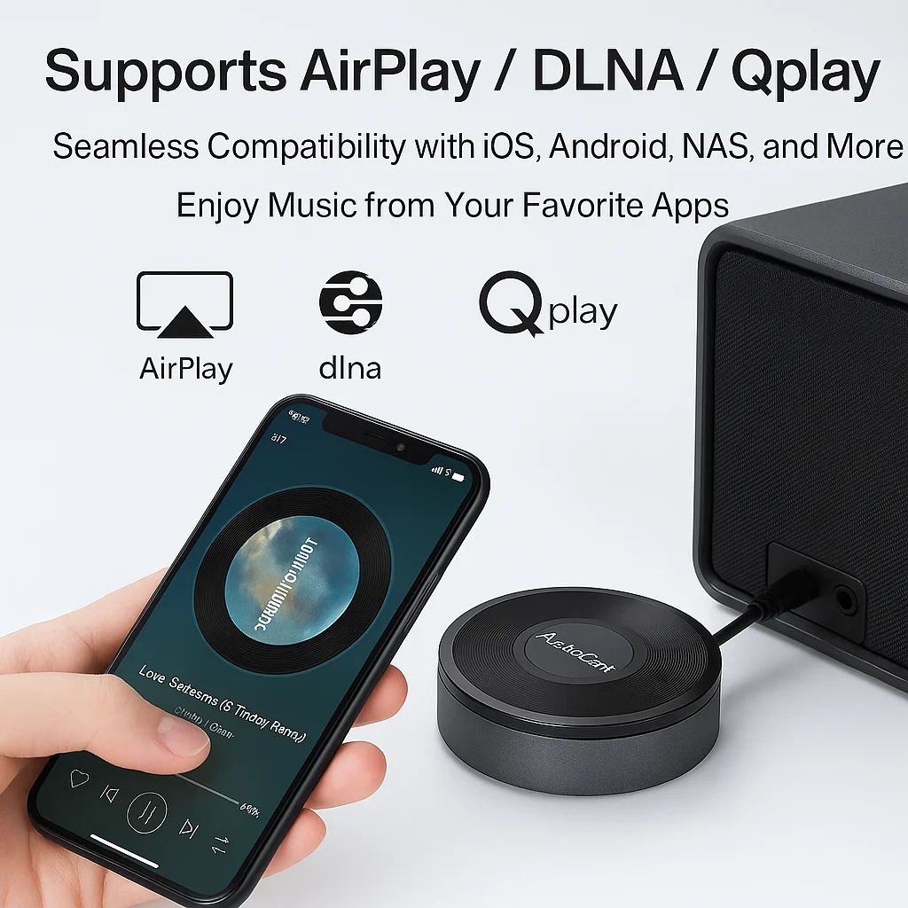 AudioCast M5 Sem Fio Wifi Music Audio Streamer Receiver Audiocast Ieast pPlayDLNA Para Adaptador de Música de Áudio Airplay Multi Room