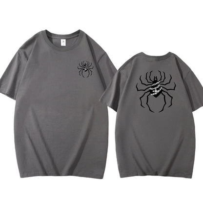 Pure Cotton Men's t shirt Y2k Spider Print T-shirt Casual Street Loose Women's T-shirt vintage graphic t shirts for men