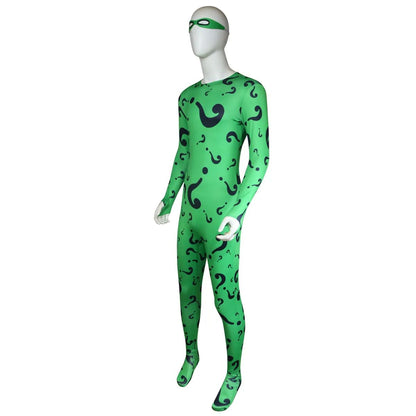 TV Riddler Cosplay Costume Fantasy Uniform Shirt Coat Pants Tie Mask Adult Men Outfits Halloween Carnival Party Disguise Suit
