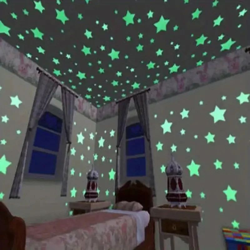 50/250Pcs Luminous Star Stickers Background Wall Decoration Bedroom Glow Stickers Fluorescent Stereo Wall Stickers Room Decor