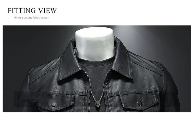 Men's Lapel Leather Jacket Autumn Oversized Slim Motorcycle Riding Suit Winter Thickened PU Leather Waterproof Work Clothes