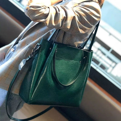 Women's Cow Genuine Leather Handbags Lady Vintage Retro Cowhide shoulder Bag Ladies Luxury large capacity multiple Pockets Lady