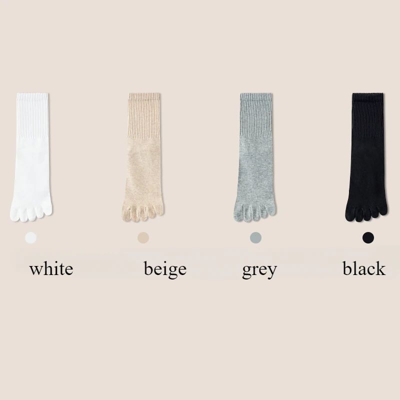 4 Pairs Women Toe Socks Five Finger Socks High Quality Cotton Autumn Spring Middle Tube Sports Socks with Separate Fingers