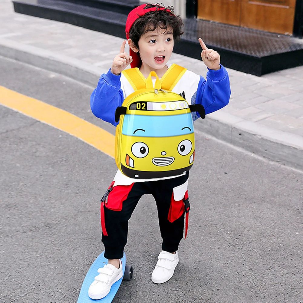 Bolsa Mochila Escolar Infantil 3D Fofa de Desenho Animado Ônibus Meninas Meninos