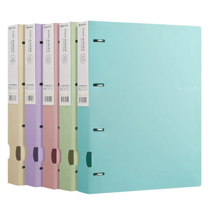 A4 File Folders Display Book 4 Hole Binder Folders Morandi Color Waterproof Document Ring Binder Folder Office School Supplies